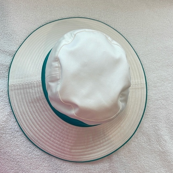 HERMES white and turquoise cotton sun hat wide brim size 57 - Picture 3 of 5